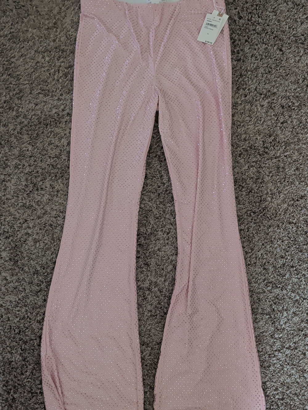 Good American Pink Rhinestone Flare Pants